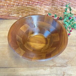 Vintage vermillion walnut bowl retro serving